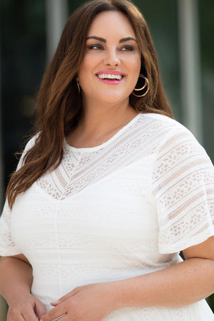 Celebrate Your Curves Plus Size White Lace Dress - MXSTUDIO.COM