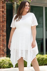 Celebrate Your Curves Plus Size White Lace Dress - MXSTUDIO.COM