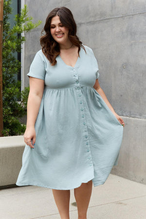 Charming Short Sleeve Plus Size Button Front Dress - MXSTUDIO.COM