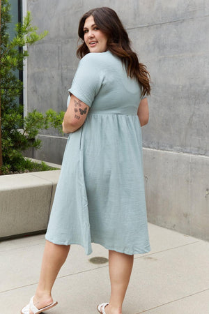 Charming Short Sleeve Plus Size Button Front Dress - MXSTUDIO.COM