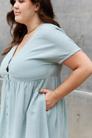 Charming Short Sleeve Plus Size Button Front Dress - MXSTUDIO.COM