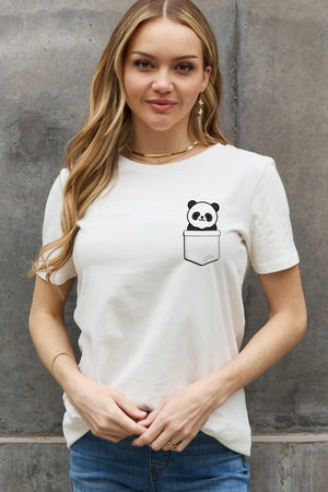 Cheerful Vibes Plus Size Panda Graphic Cotton Tee - MXSTUDIO.COM