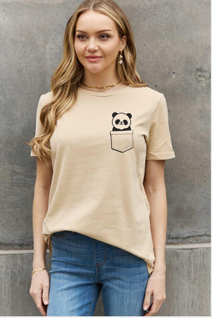 Cheerful Vibes Plus Size Panda Graphic Cotton Tee - MXSTUDIO.COM