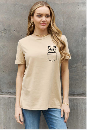 Cheerful Vibes Plus Size Panda Graphic Cotton Tee - MXSTUDIO.COM