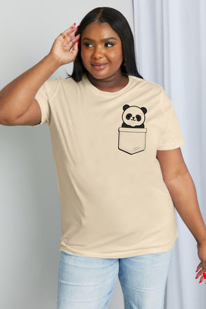 Cheerful Vibes Plus Size Panda Graphic Cotton Tee - MXSTUDIO.COM