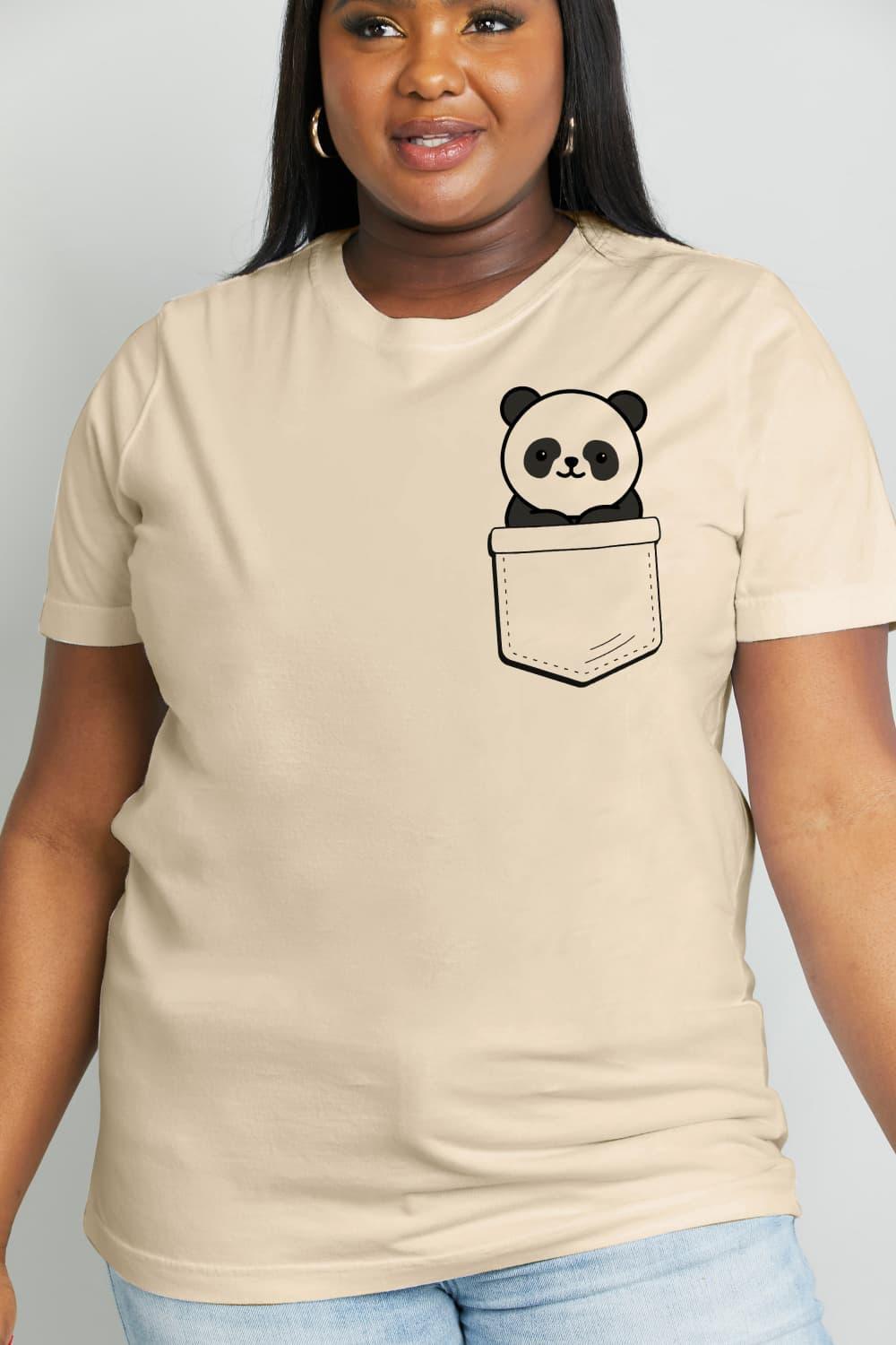 Cheerful Vibes Plus Size Panda Graphic Cotton Tee - MXSTUDIO.COM