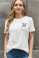 Cheerful Vibes Plus Size Panda Graphic Cotton Tee - MXSTUDIO.COM