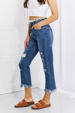 Chummy Plus Size Distressed Cropped Jeans - MXSTUDIO.COM