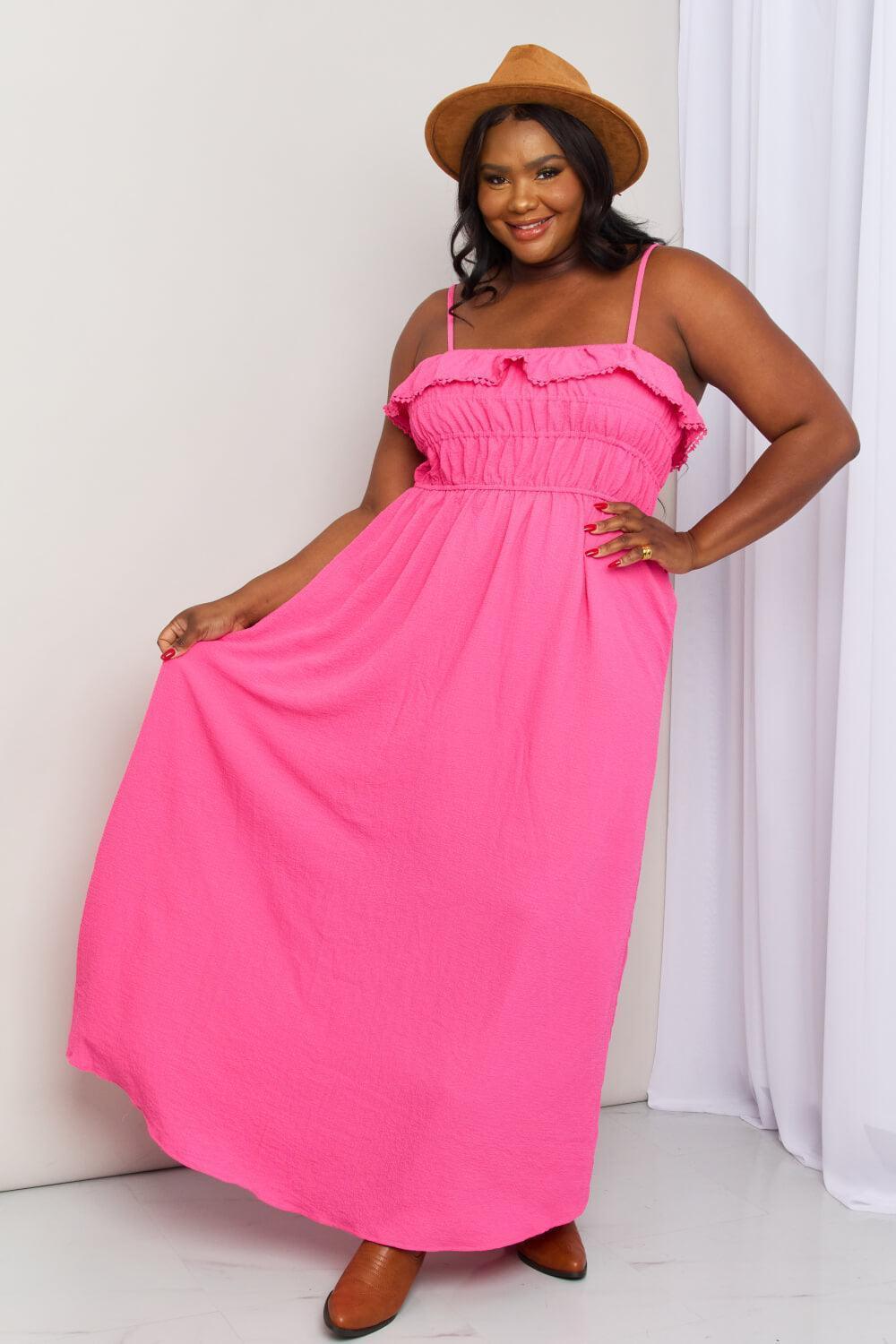 Classy Plus Size Sleeveless Shirred Maxi Dress - MXSTUDIO.COM