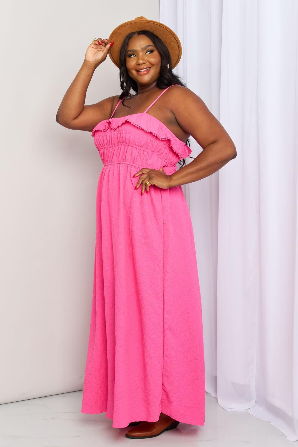 Classy Plus Size Sleeveless Shirred Maxi Dress - MXSTUDIO.COM