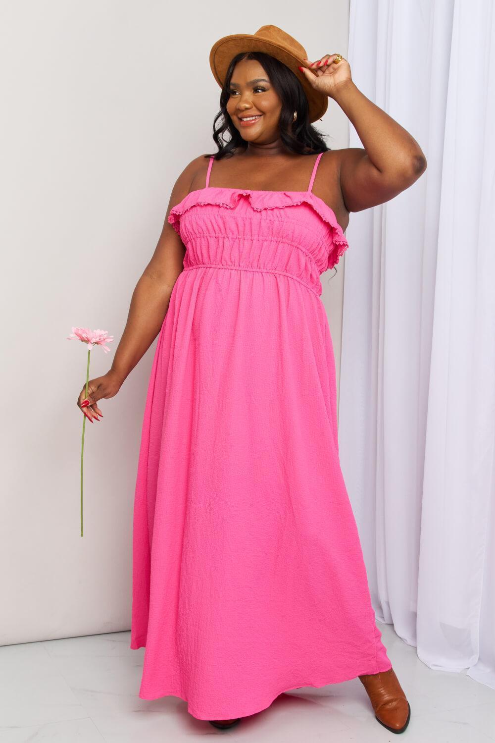 Classy Plus Size Sleeveless Shirred Maxi Dress - MXSTUDIO.COM