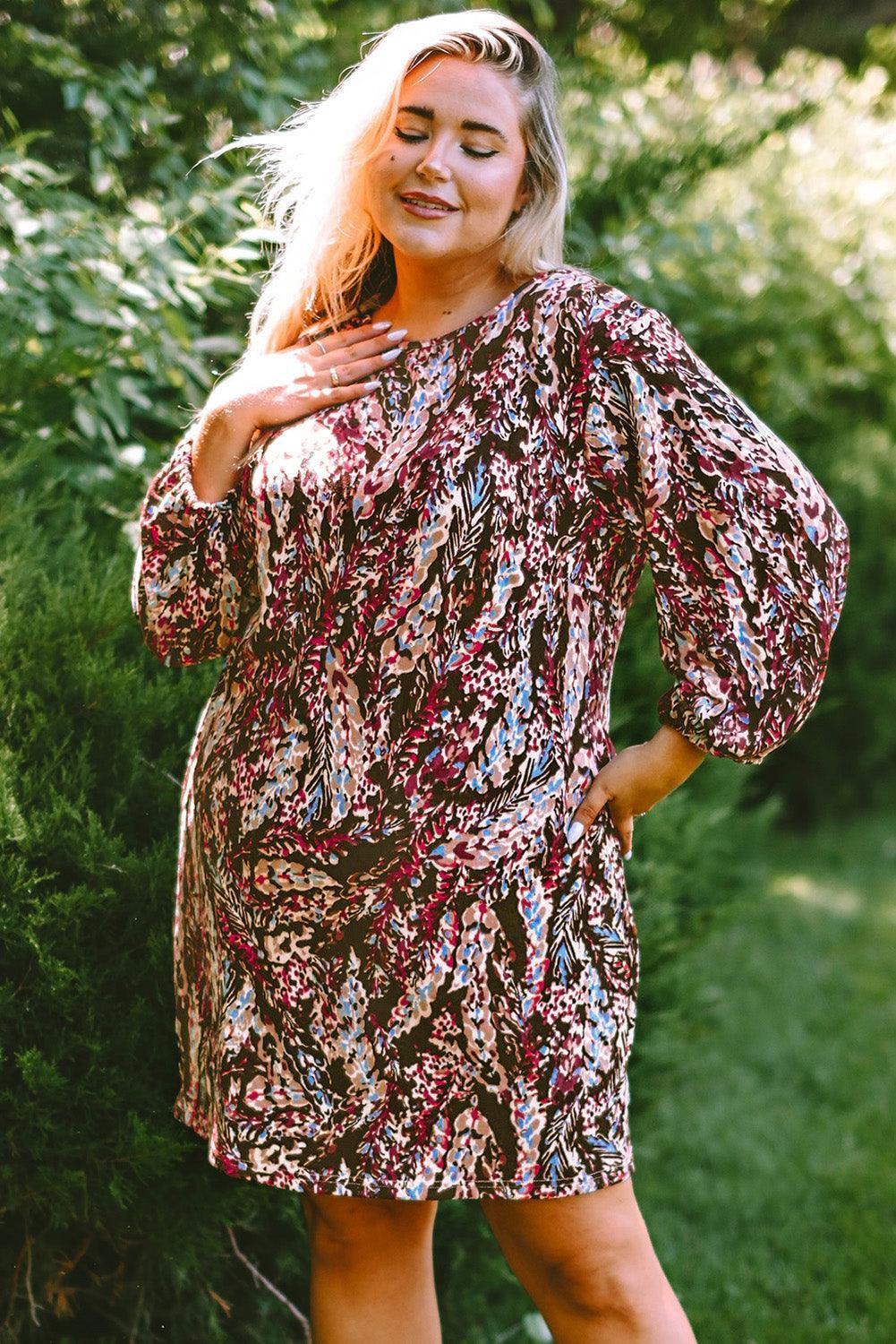 Confident Booster Plus Size Long Sleeve Mini Dress - MXSTUDIO.COM