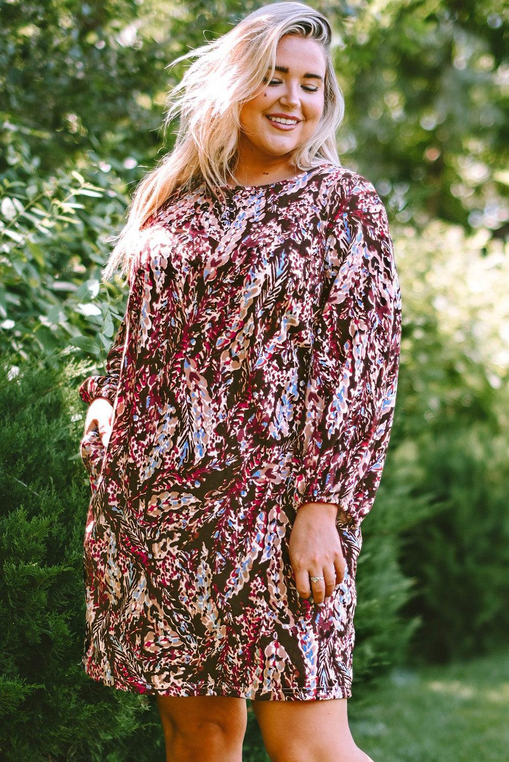 Confident Booster Plus Size Long Sleeve Mini Dress - MXSTUDIO.COM