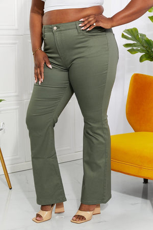 Contented Plus Size High Waisted Rise Boot Cut Jeans - MXSTUDIO.COM