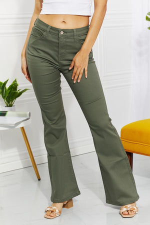 Contented Plus Size High Waisted Rise Boot Cut Jeans - MXSTUDIO.COM