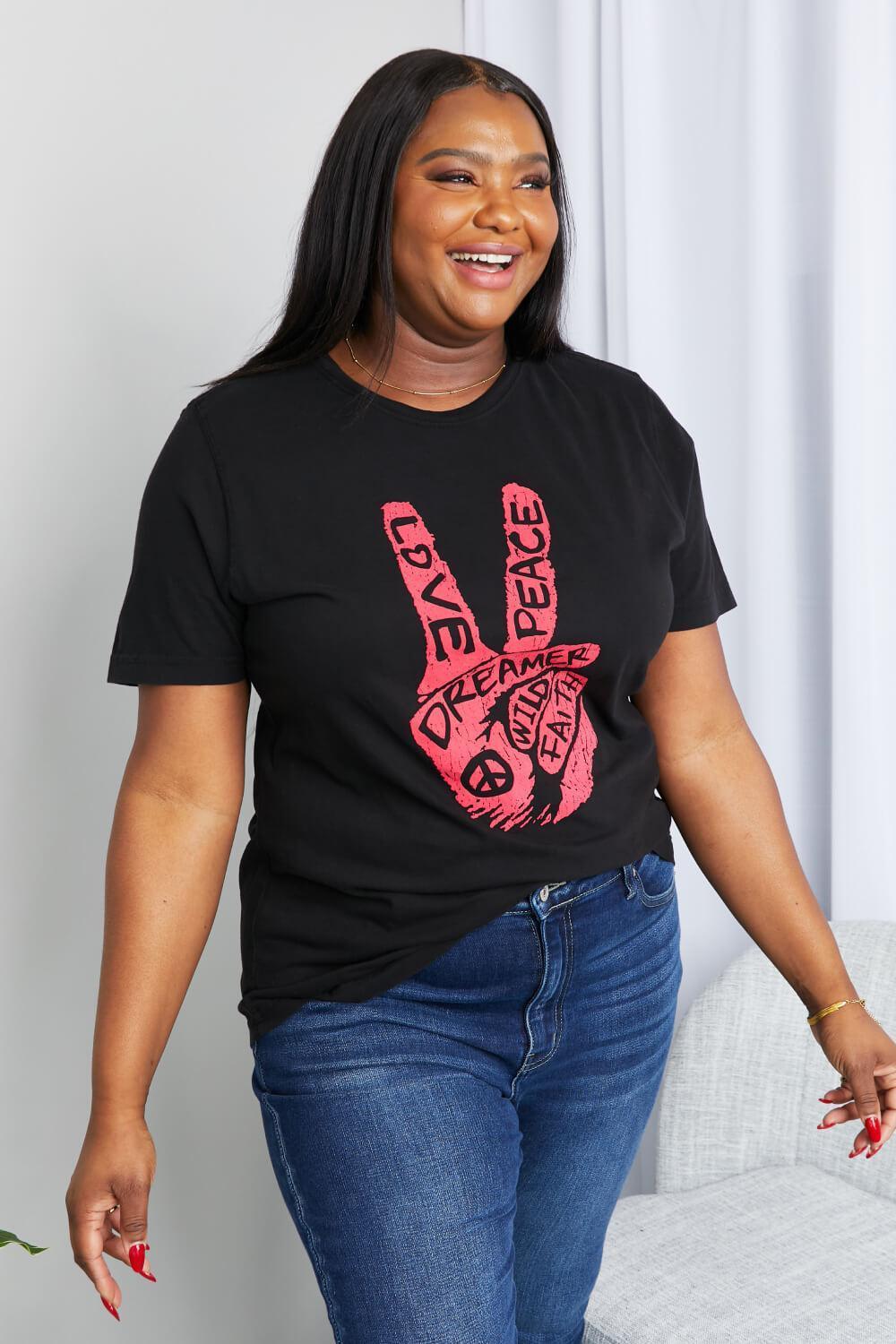 Cool Comfort Plus Size Cotton Black Graphic Tee - MXSTUDIO.COM