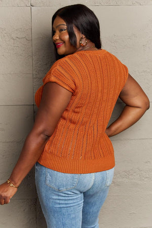 Cozy Knitted Rust Women's Plus Size Sweater Vest - MXSTUDIO.COM