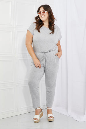 Cozy Moments Drawstring Waist Grey Plus Size Jumpsuit - MXSTUDIO.COM