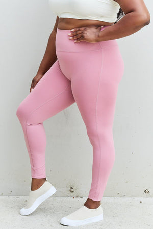 Curvy Chick High Waist Plus Size Pink Leggings - MXSTUDIO.COM