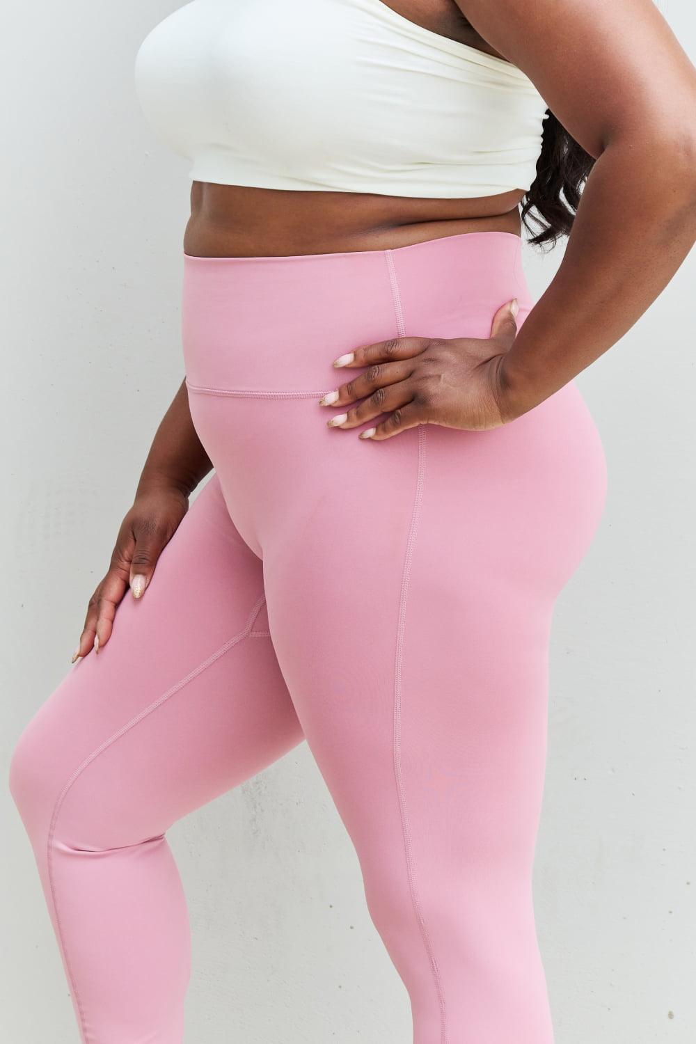 Curvy Chick High Waist Plus Size Pink Leggings - MXSTUDIO.COM