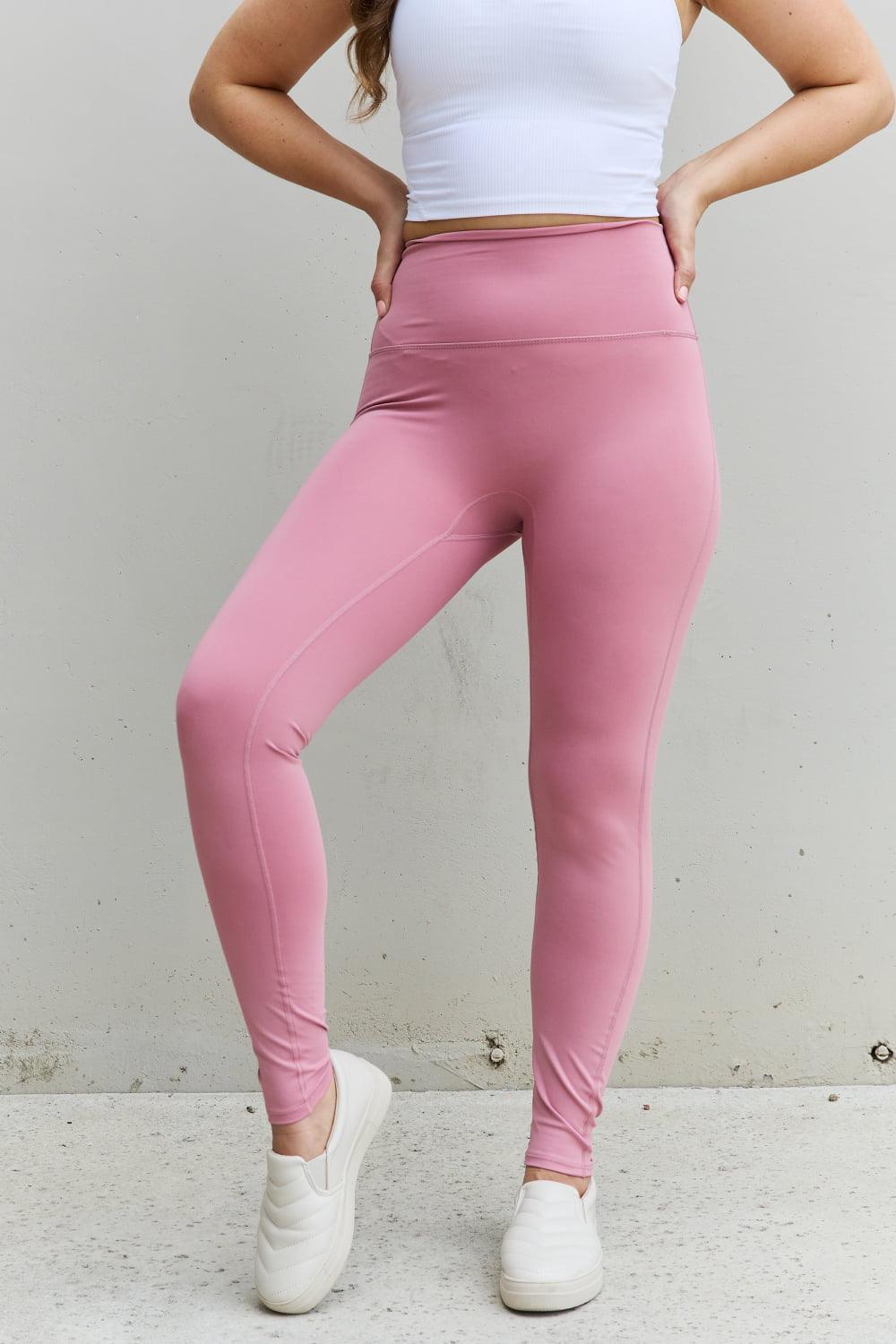 Curvy Chick High Waist Plus Size Pink Leggings - MXSTUDIO.COM