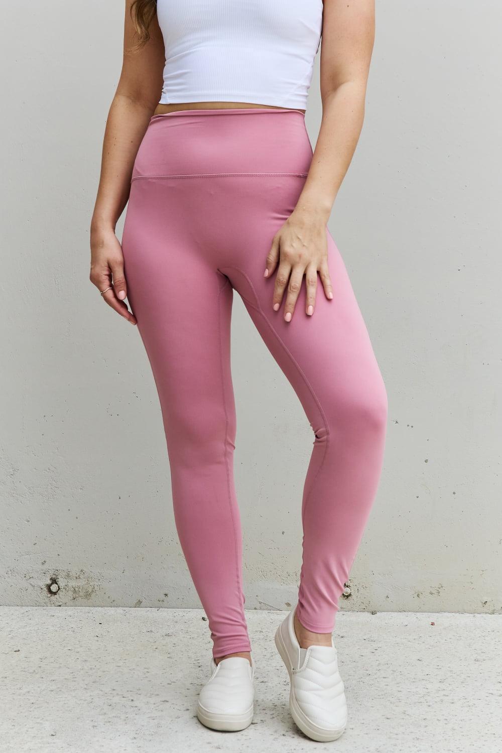 Curvy Chick High Waist Plus Size Pink Leggings - MXSTUDIO.COM