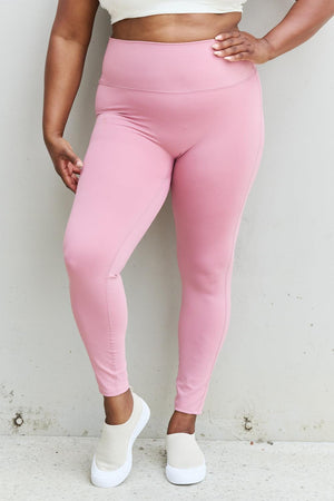 Curvy Chick High Waist Plus Size Pink Leggings - MXSTUDIO.COM