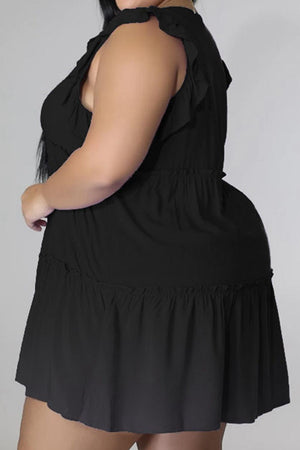 Curvy Cute Sleeveless Tiered Plus Size Mini Dress - MXSTUDIO.COM