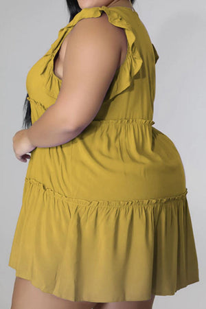 Curvy Cute Sleeveless Tiered Plus Size Mini Dress - MXSTUDIO.COM