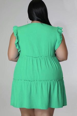 Curvy Cute Sleeveless Tiered Plus Size Mini Dress - MXSTUDIO.COM