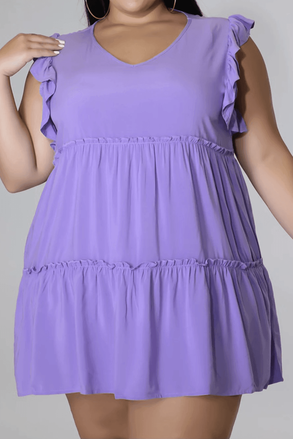 Curvy Cute Sleeveless Tiered Plus Size Mini Dress - MXSTUDIO.COM