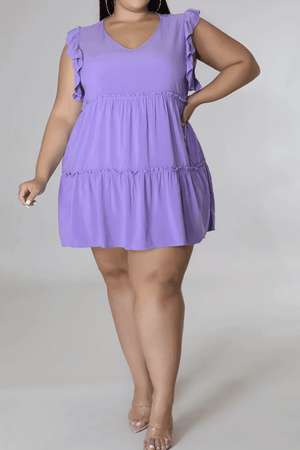 Curvy Cute Sleeveless Tiered Plus Size Mini Dress - MXSTUDIO.COM