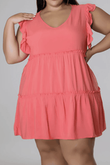 Curvy Cute Sleeveless Tiered Plus Size Mini Dress - MXSTUDIO.COM