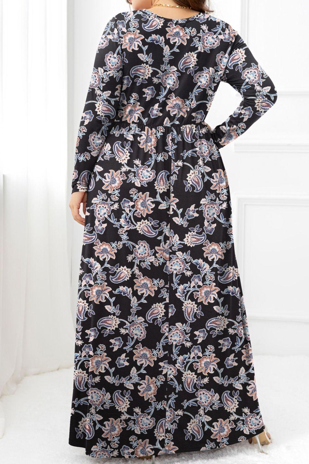 Dashing Plus Size Long Sleeve Maxi Dress - MXSTUDIO.COM