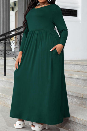 Dashing Plus Size Long Sleeve Maxi Dress - MXSTUDIO.COM