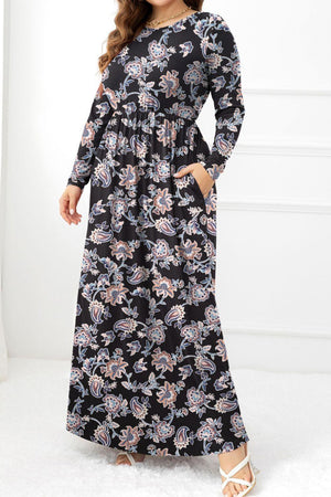 Dashing Plus Size Long Sleeve Maxi Dress - MXSTUDIO.COM