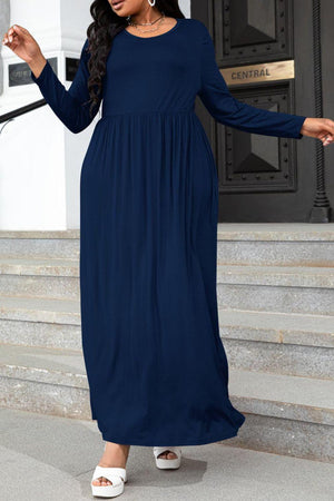 Dashing Plus Size Long Sleeve Maxi Dress - MXSTUDIO.COM