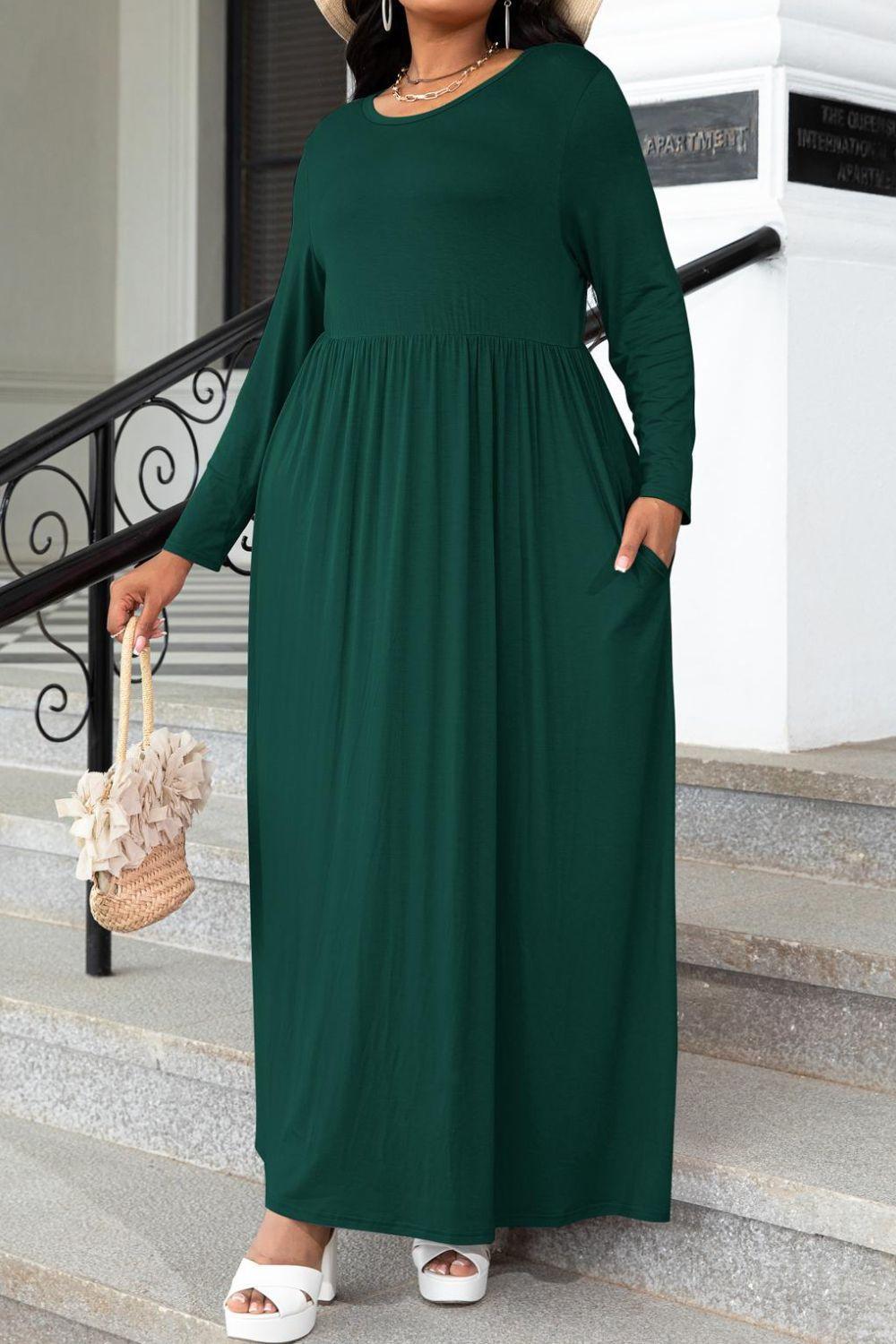 Dashing Plus Size Long Sleeve Maxi Dress - MXSTUDIO.COM