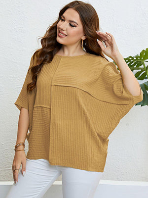 Delightful Seam Detail Plus Size Half Sleeve Top - MXSTUDIO.COM