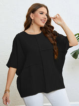 Delightful Seam Detail Plus Size Half Sleeve Top - MXSTUDIO.COM