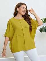 Delightful Seam Detail Plus Size Half Sleeve Top - MXSTUDIO.COM