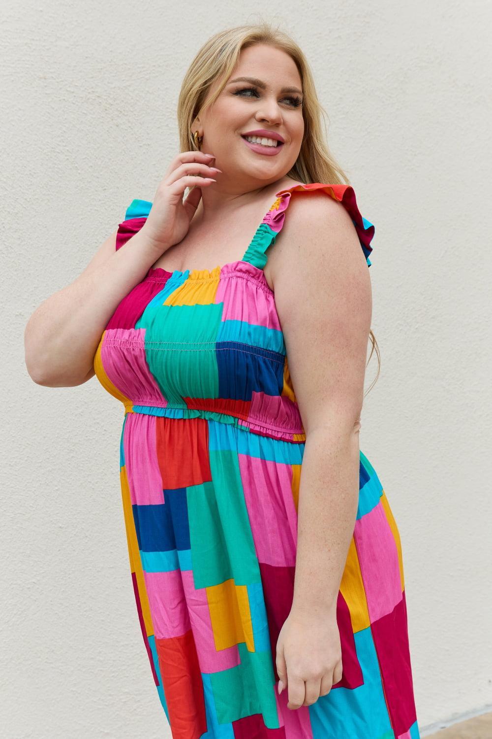 Delightful Sleeveless Plus Size Square Neck Dress - MXSTUDIO.COM