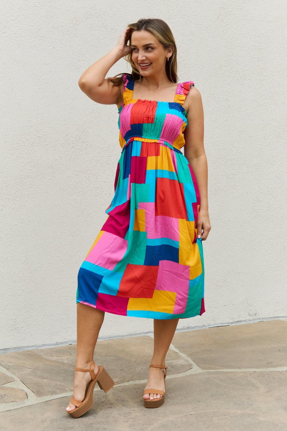 Delightful Sleeveless Plus Size Square Neck Dress - MXSTUDIO.COM