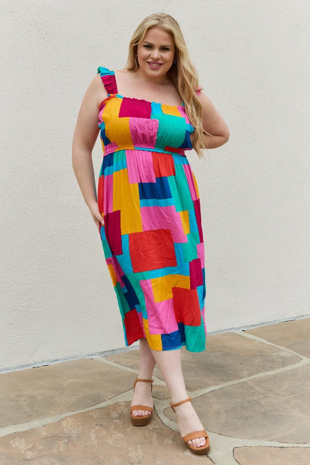 Delightful Sleeveless Plus Size Square Neck Dress - MXSTUDIO.COM