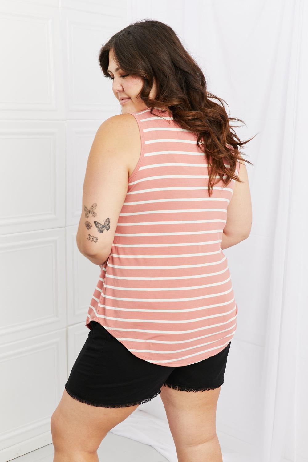 Discover Your Journey Plus Size Striped Sleeveless Top - MXSTUDIO.COM