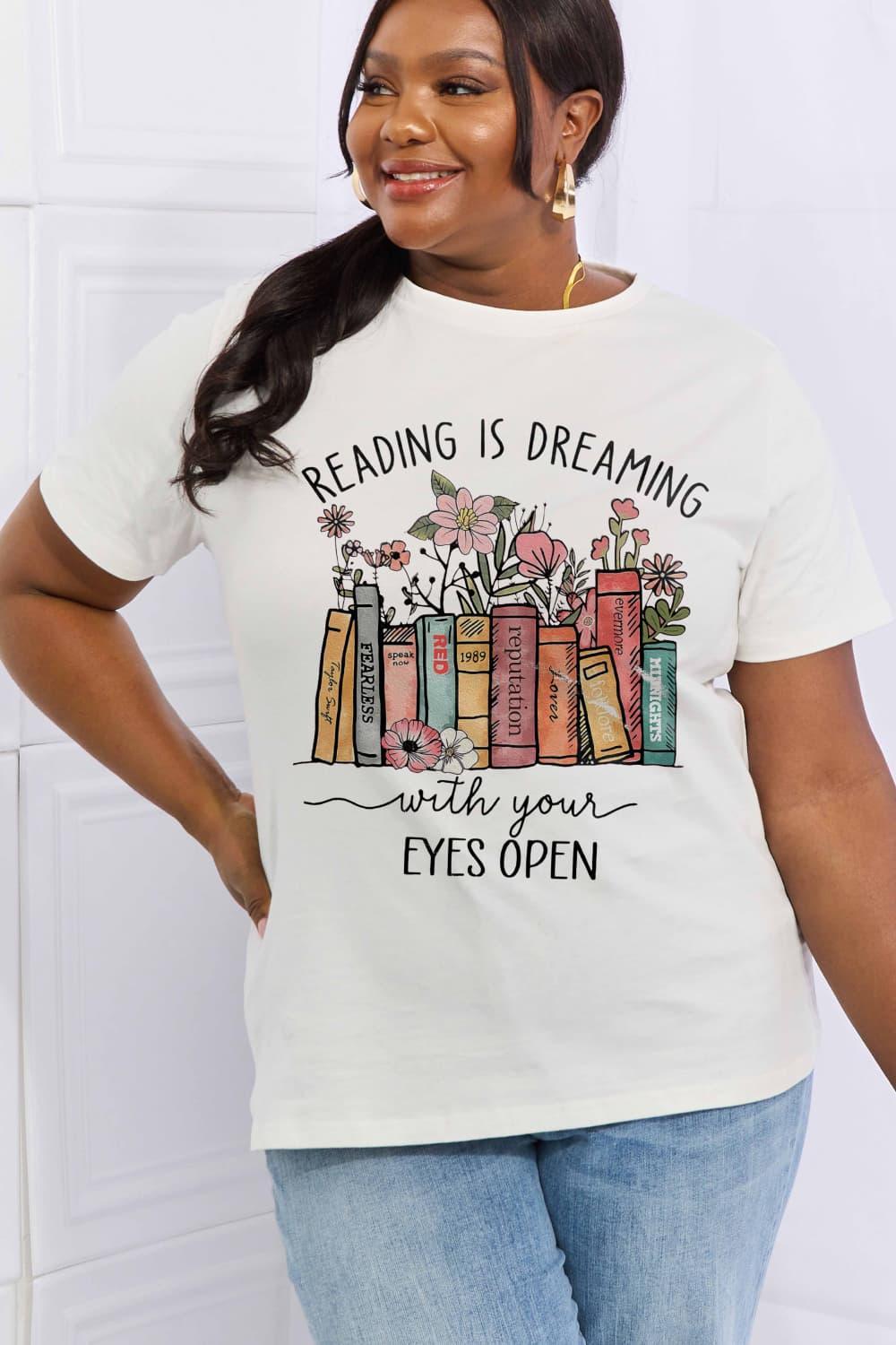 Dream Big Plus Size Graphic Book T Shirt - MXSTUDIO.COM