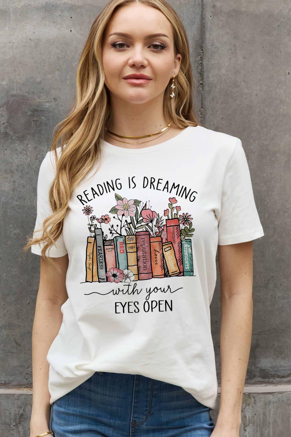 Dream Big Plus Size Graphic Book T Shirt - MXSTUDIO.COM