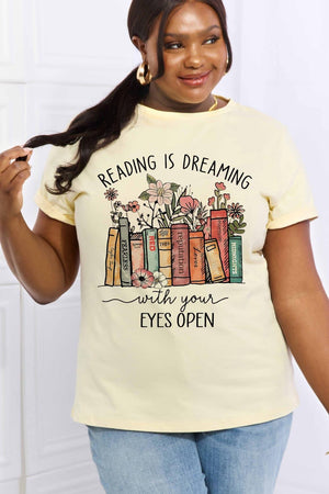 Dream Big Plus Size Graphic Book T Shirt - MXSTUDIO.COM