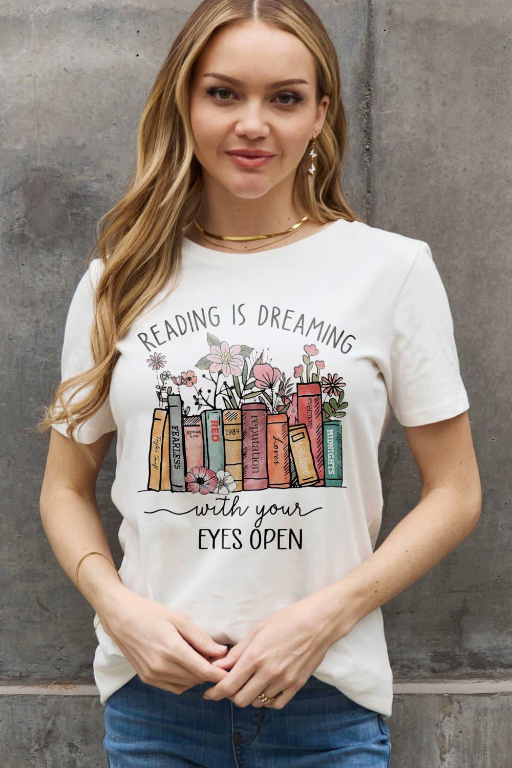 Dream Big Plus Size Graphic Book T Shirt - MXSTUDIO.COM