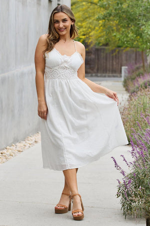 Dreamy Sleeveless Plus Size White Midi Dress - MXSTUDIO.COM